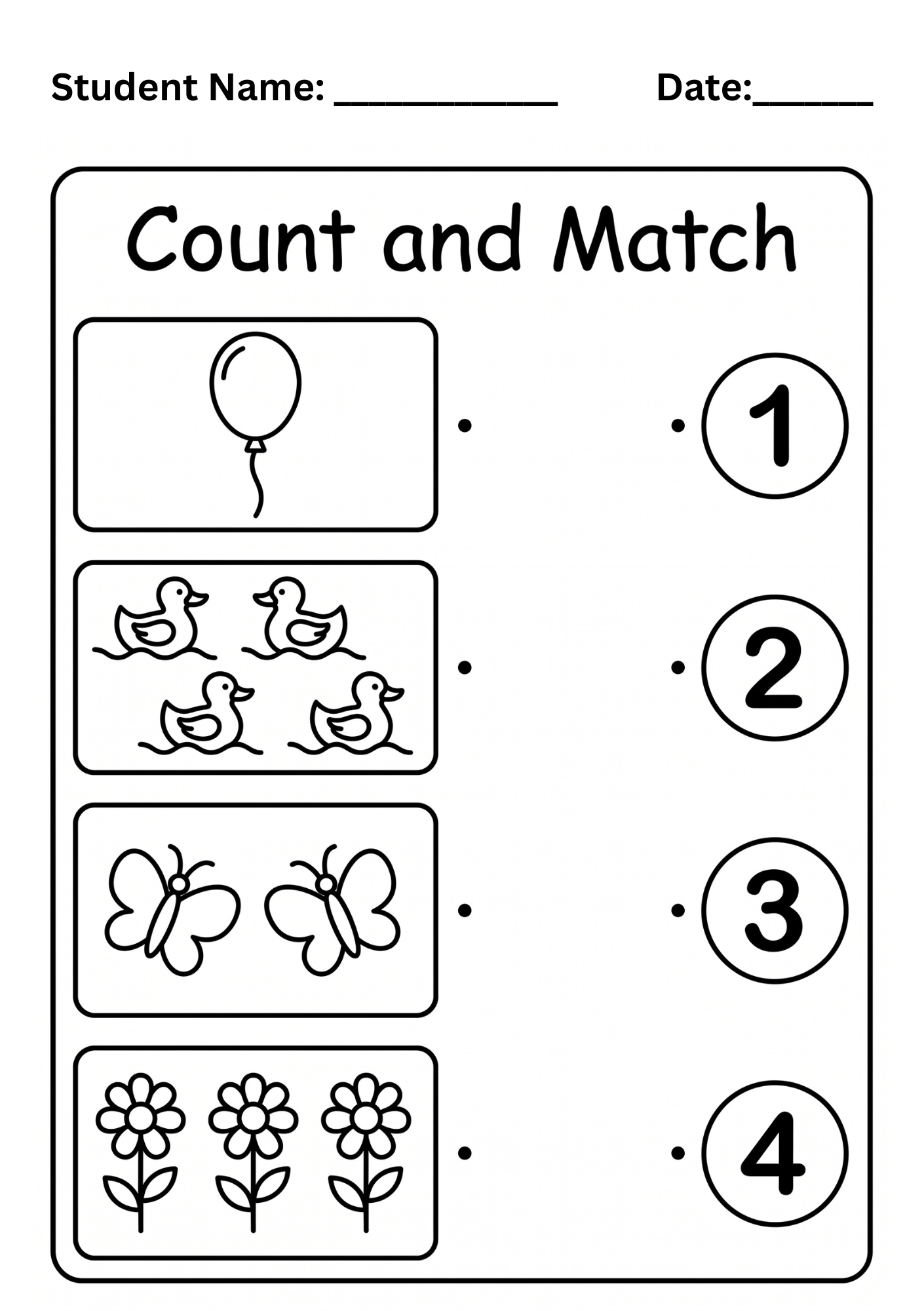 Count and match Sheet Kaaska kids
